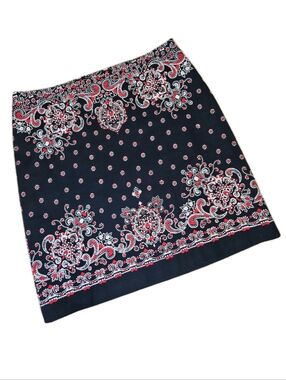 Talbots Navy Blue Red Medallion Micro Dot Classic A-line Americana Skirt